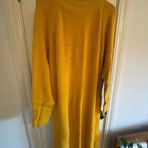 Like New - Free People Mustard Midi Sweater Dress